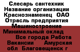 Слесарь-сантехник › Название организации ­ Краснознаменец, ОАО › Отрасль предприятия ­ Машиностроение › Минимальный оклад ­ 24 000 - Все города Работа » Вакансии   . Амурская обл.,Благовещенск г.